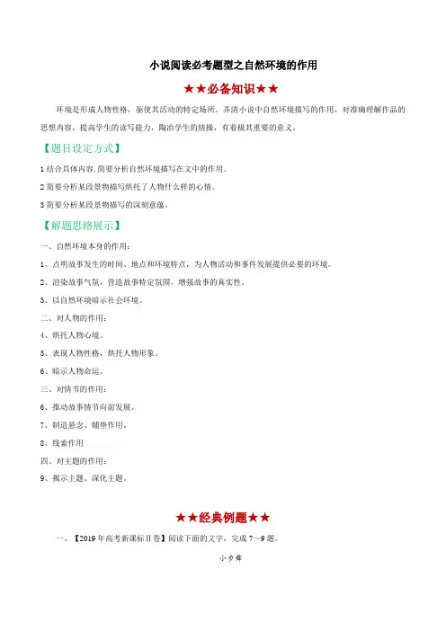 【高三精品专题】小说阅读必考题型之自然环境的作用(解析版)