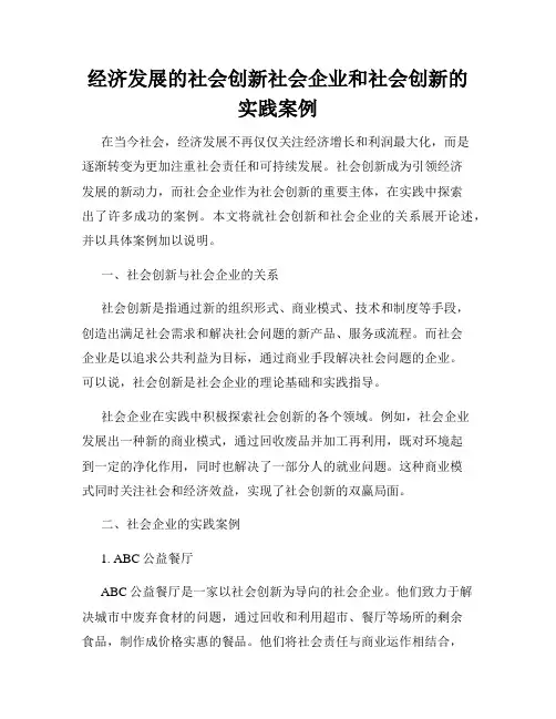 经济发展的社会创新社会企业和社会创新的实践案例