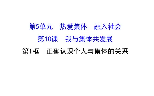 八年级政治下册 5.10.1 正确认识个人与集体的关系课件 鲁教版