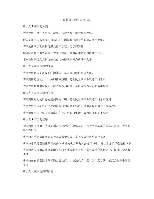 法律规则的知识点总结