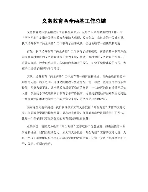 义务教育两全两基工作总结