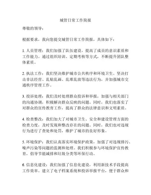 城管日常工作简报