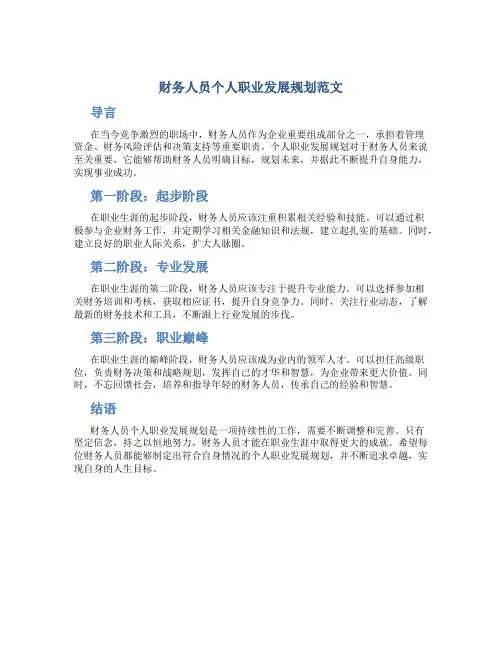 财务人员个人职业发展规划范文