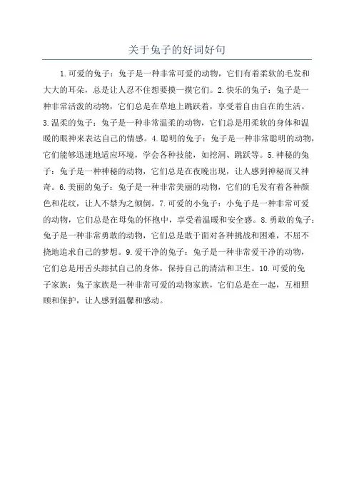 关于兔子的好词好句
