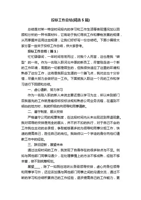投标工作总结（精选5篇）