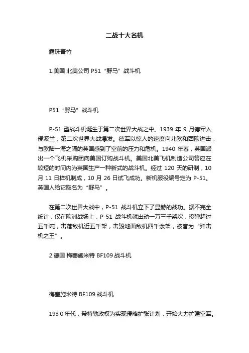 二战十大名机