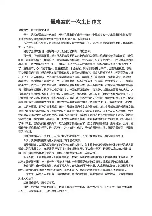 最难忘的一次生日作文4篇