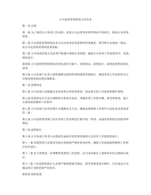 公司流程管理制度文件范本