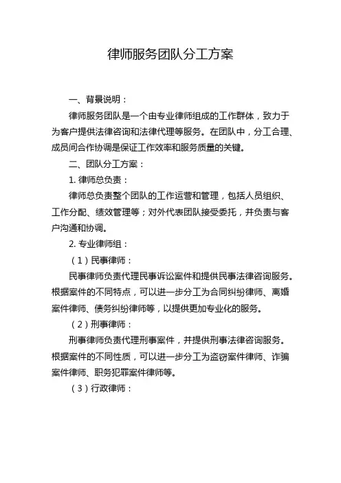 律师服务团队分工方案