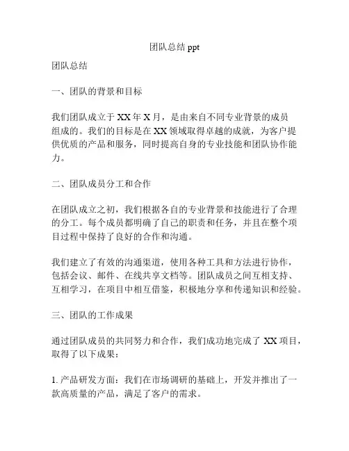 团队总结ppt