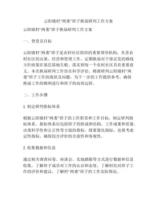 云阳镇村“两委”班子换届研判工作方案