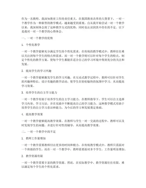 一对一个教学心得体会