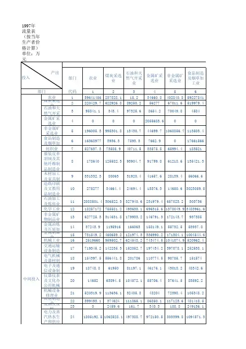 1997年中国投入产出表 标准版