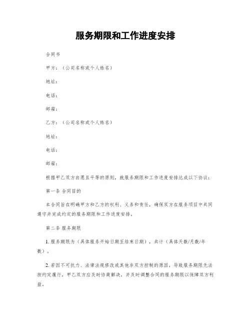 服务期限和工作进度安排