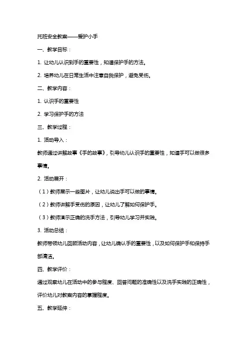 托班安全教案爱护小手