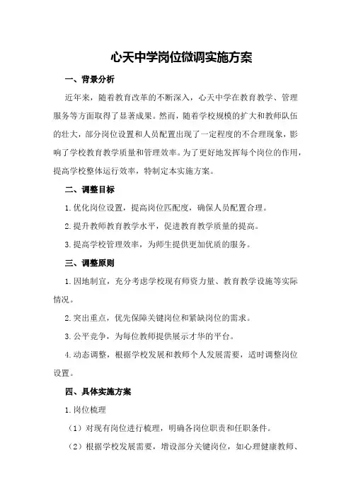 心天中学岗位微调实施方案