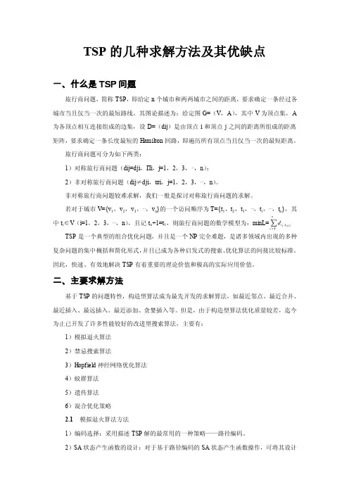 TSP的几种求解方法及其优缺点