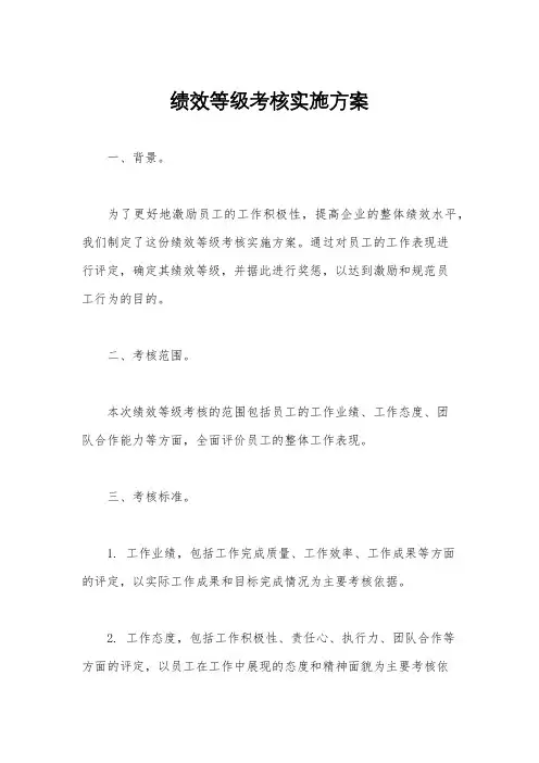 绩效等级考核实施方案