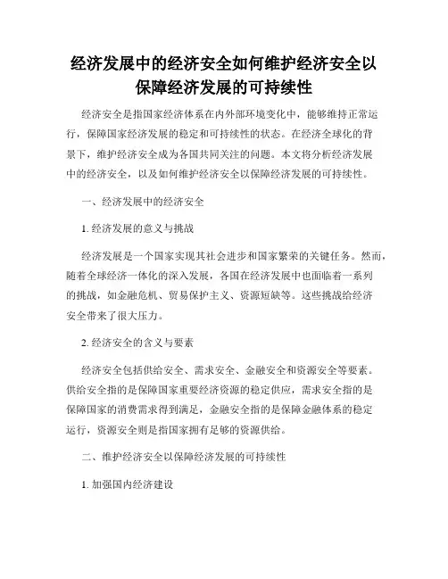 经济发展中的经济安全如何维护经济安全以保障经济发展的可持续性