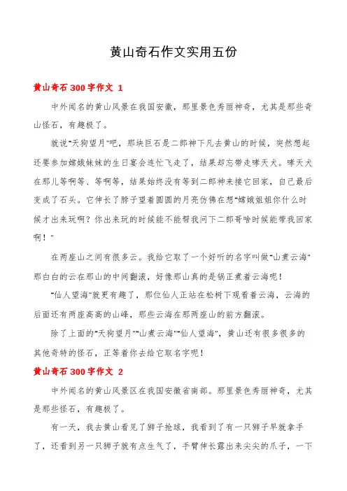 黄山奇石作文实用五份