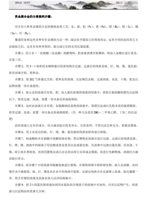 贵金属合金的分离提纯