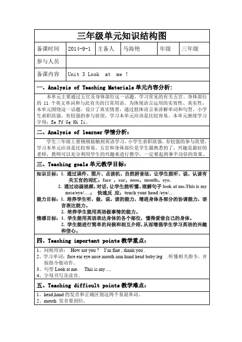 三年级单元知识结构图(1)