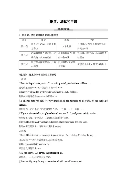 高考英语作文-邀请、道歉和申请-万能模板