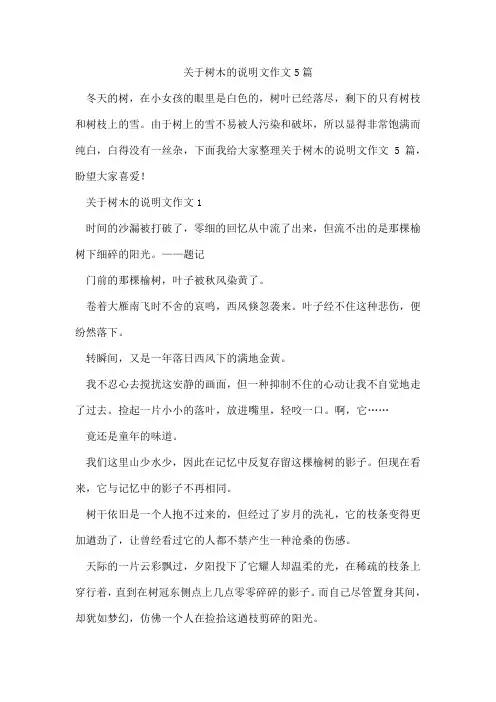 树木的说明文作文5篇