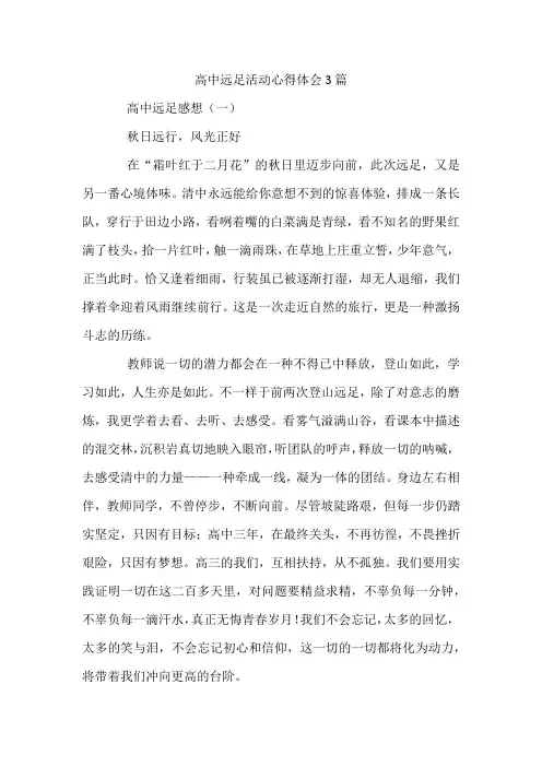 高中远足活动心得体会3篇