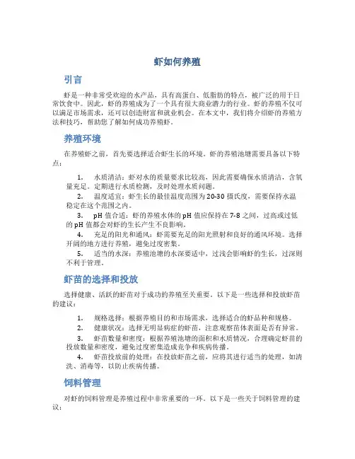 虾如何养殖