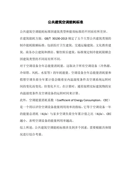 公共建筑空调能耗标准