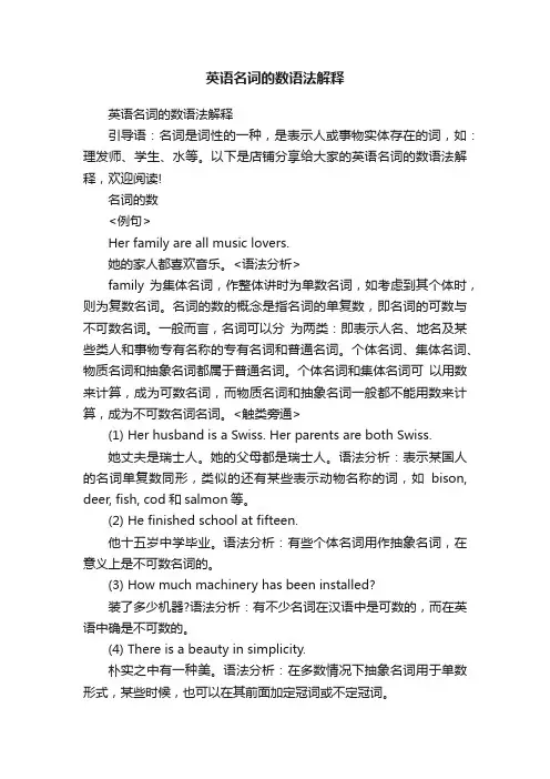 英语名词的数语法解释