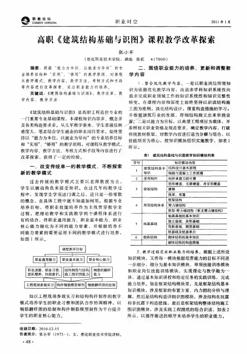 高职《建筑结构基础与识图》课程教学改革探索