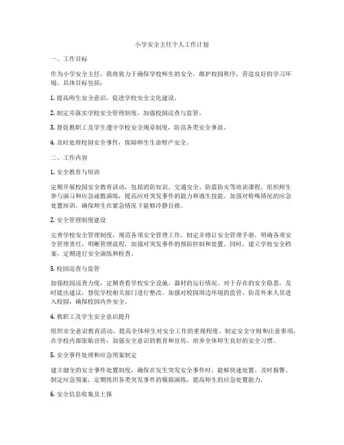 小学安全主任个人工作计划