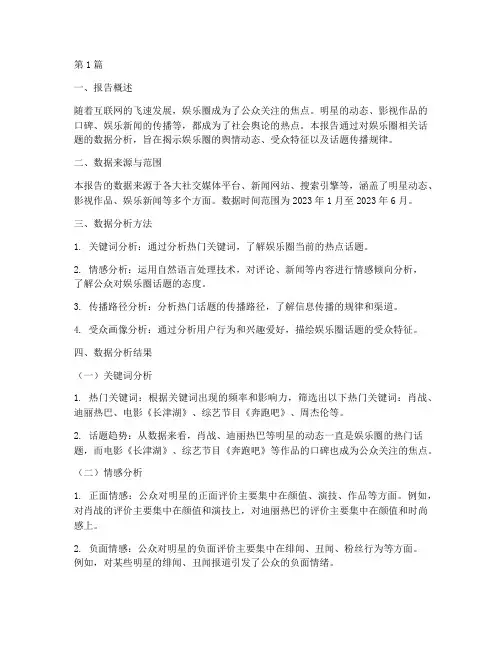 娱乐圈话题数据分析报告(3篇)