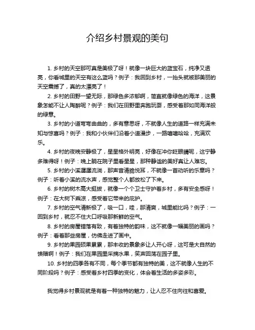 介绍乡村景观的美句