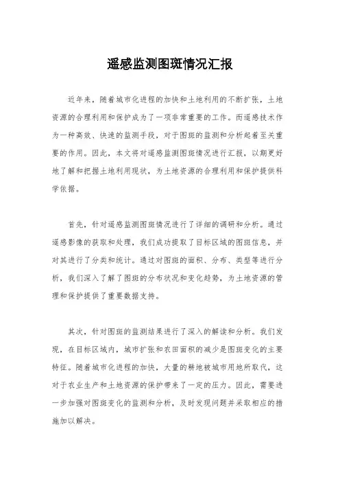 遥感监测图斑情况汇报