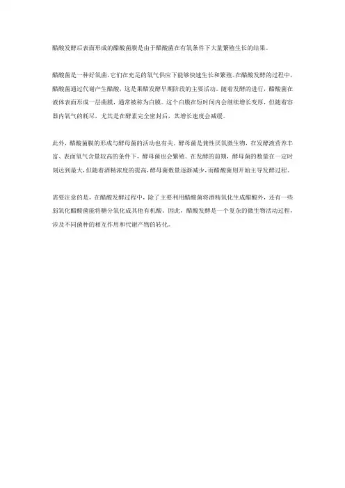醋酸发酵后表面醋酸菌膜