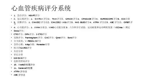 心血管疾病评分汇总