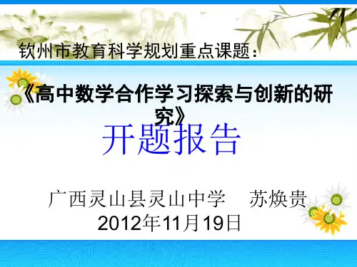 高中数学小组合作学习探索与创新的研究开题报告