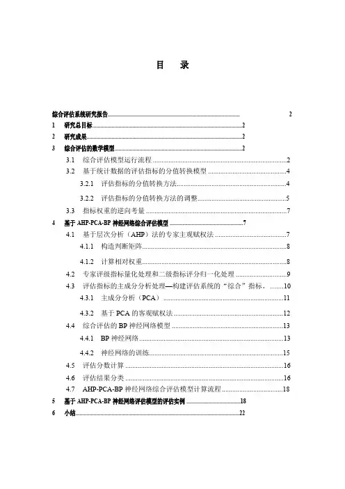 综合评价系统研究报告