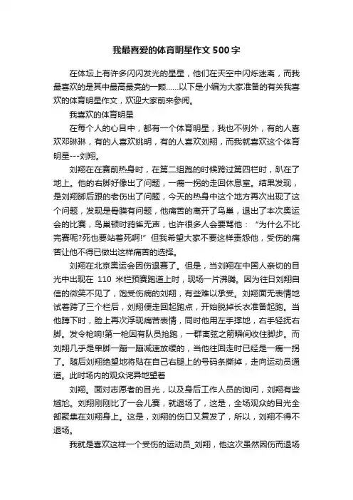 我最喜爱的体育明星作文500字