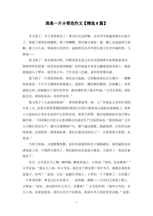 精选我是一片小雪花作文【6篇】