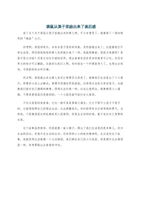 袋鼠从笼子里跑出来了读后感