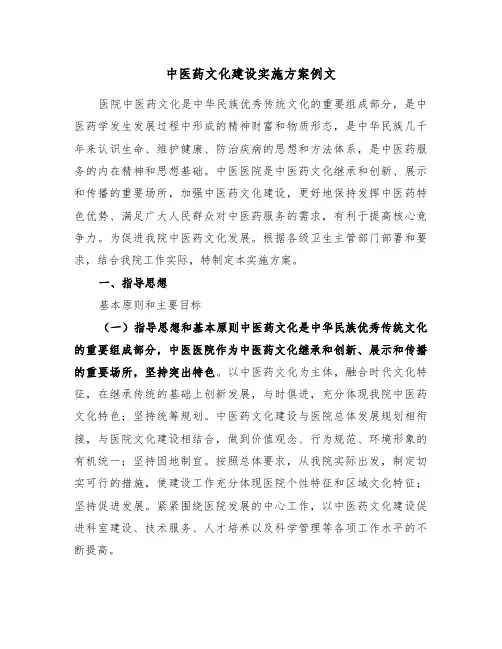 中医药文化建设实施方案例文(3篇)