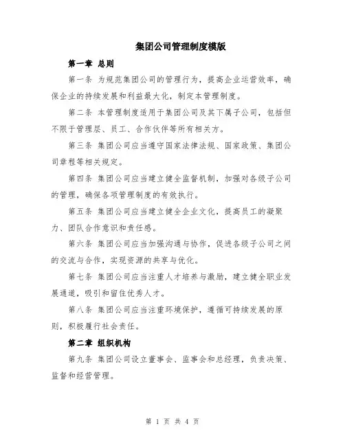 集团公司管理制度模版