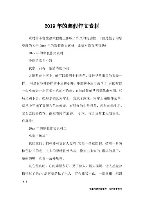 2019年的寒假作文素材_寒假作文