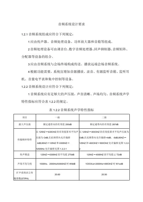 音频系统设计要求
