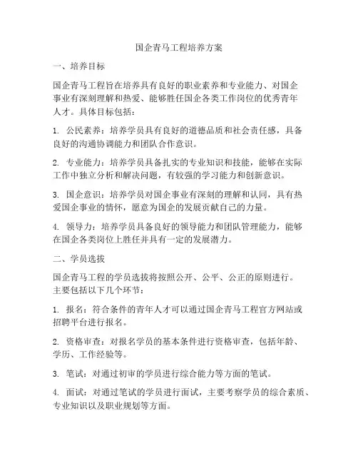 国企青马工程培养方案