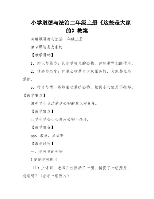 小学道德与法治二年级上册《这些是大家的》教案